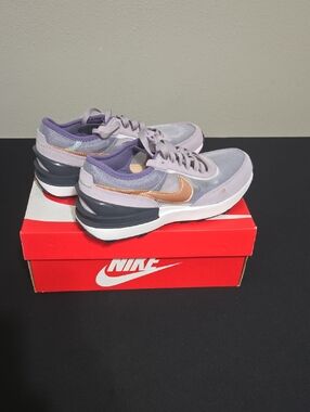Nike Lavender and Mint Low-Top Sneakers with Orange Accents